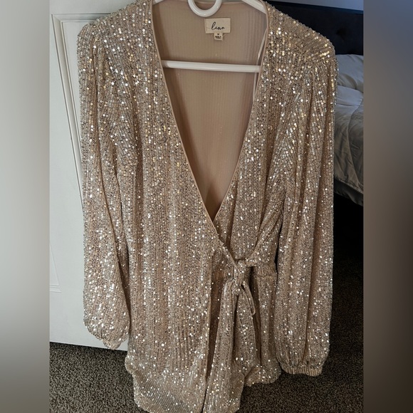 Gold Sequence Romper Dress - Picture 2 of 6